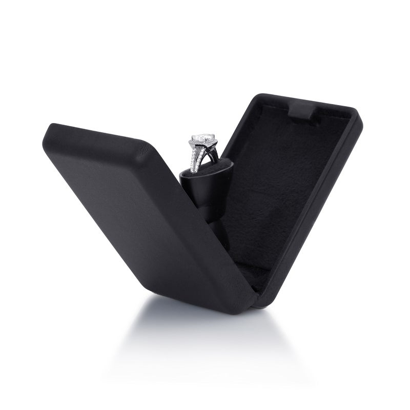 Noble Pack Pop the Question Ring Box - Flat & Slim Engagement Ring Box for Proposal or Special Occasion (Black) - Image 1